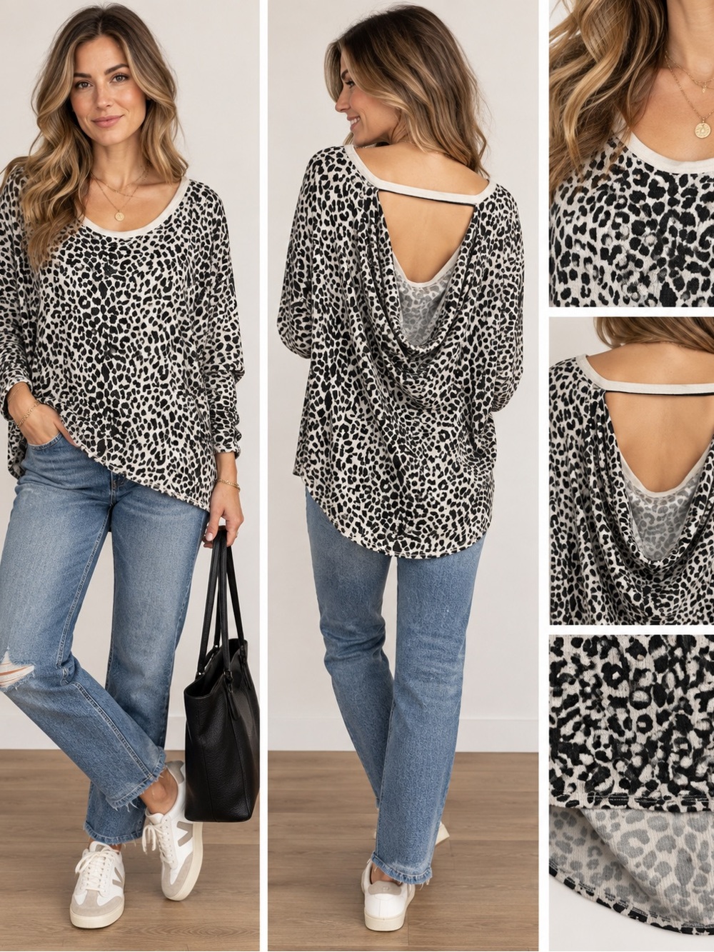 Chaser Leopard Pring Open Back Top, Size L